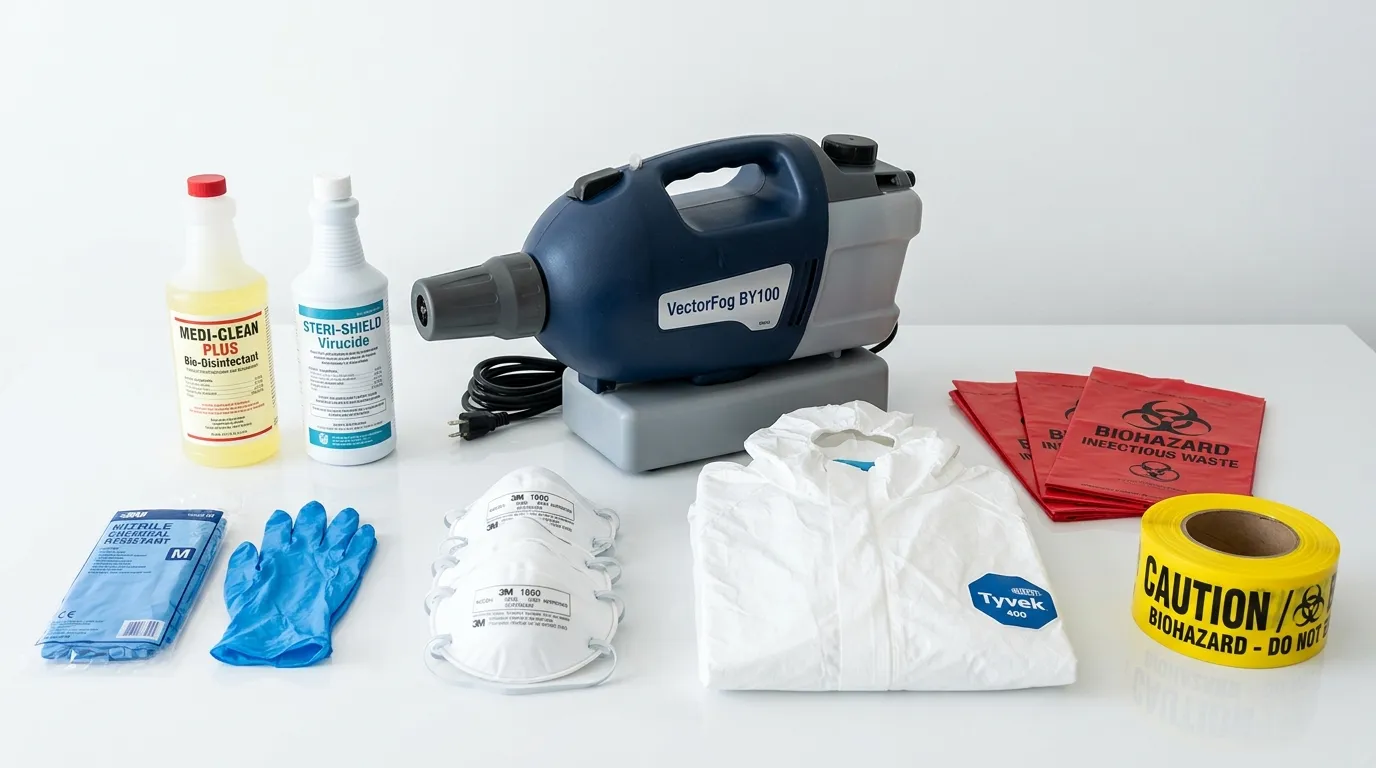 Professional biohazard remediation crew working in Tecumseh