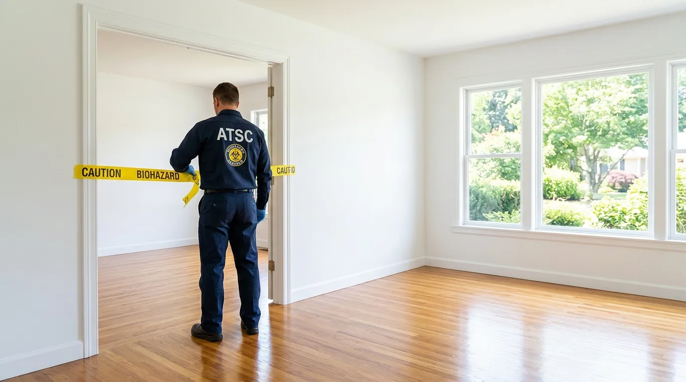 Certified biohazard cleanup crew performing Trauma Scene Cleanup in Tecumseh